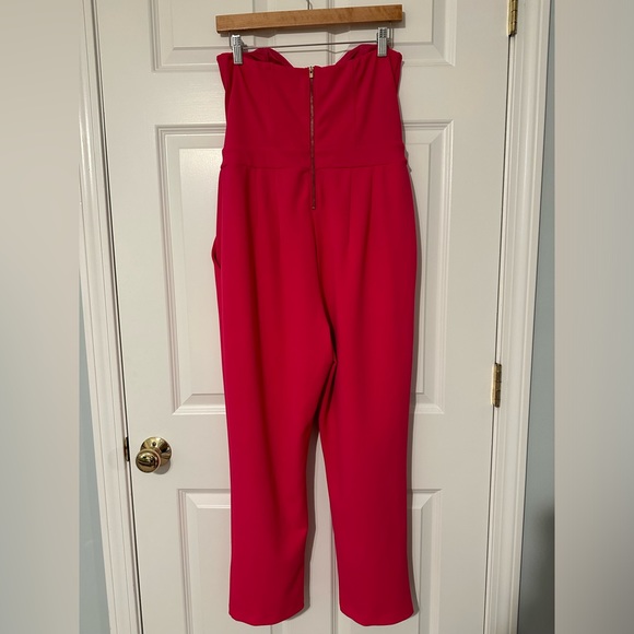 Express strapless sweetheart neckline jumpsuit magenta hot Barbie pink - Picture 2 of 8